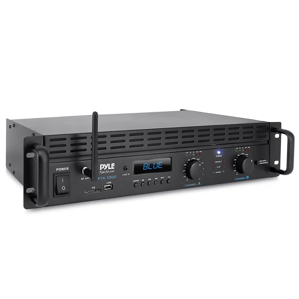 Pyle 2-Channel 2000W Bridgeable Rack Mount Pro Audio Sound Wireless Home Stereo Receiver Amplifier