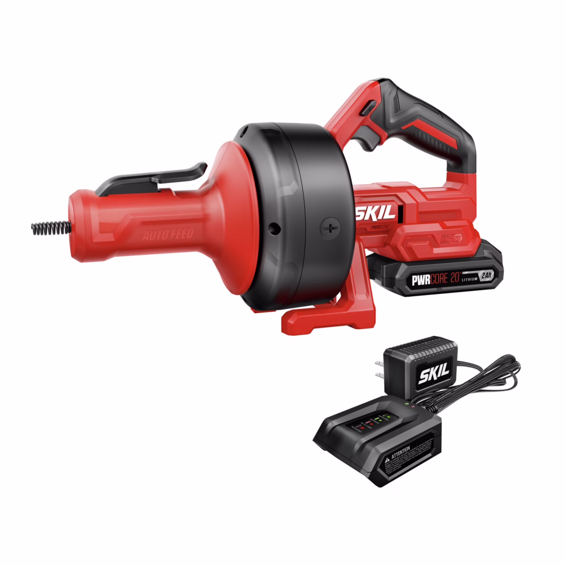 SKIL AU0225D-12 20V Power Snake Drain Cleaner Kit Includes 20V 2.0Ah Battery & Charger