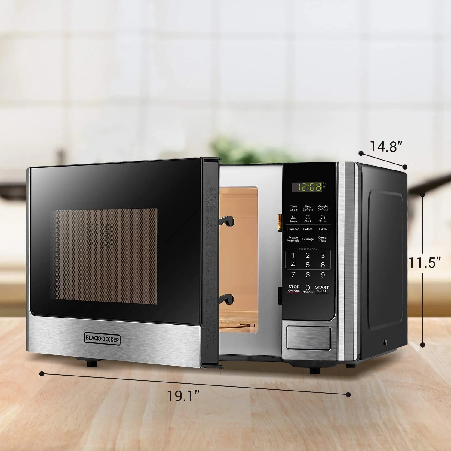 BLACK+DECKER 0.9 Cu.ft Countertop Microwave Oven in Stainless Steel