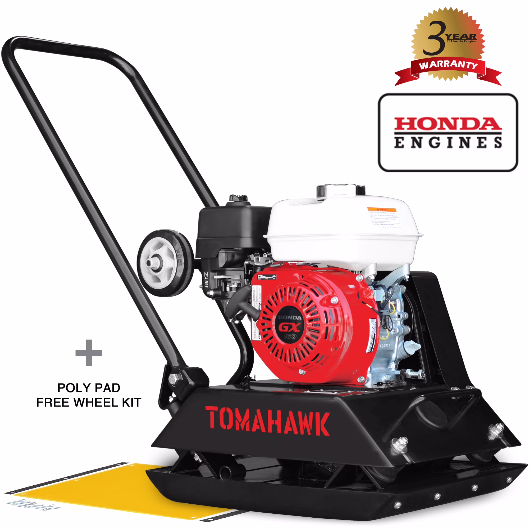 Tomahawk Power Plate Compactor 5.5 HP, 3000 lb/Ft, 63cc, Gas, 17 x 13 Plate Compactor, 5900 VPM