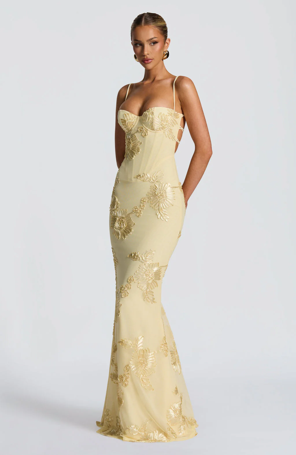 Robe longue à fines bretelles pour femme Élégante invitée mariage d'été