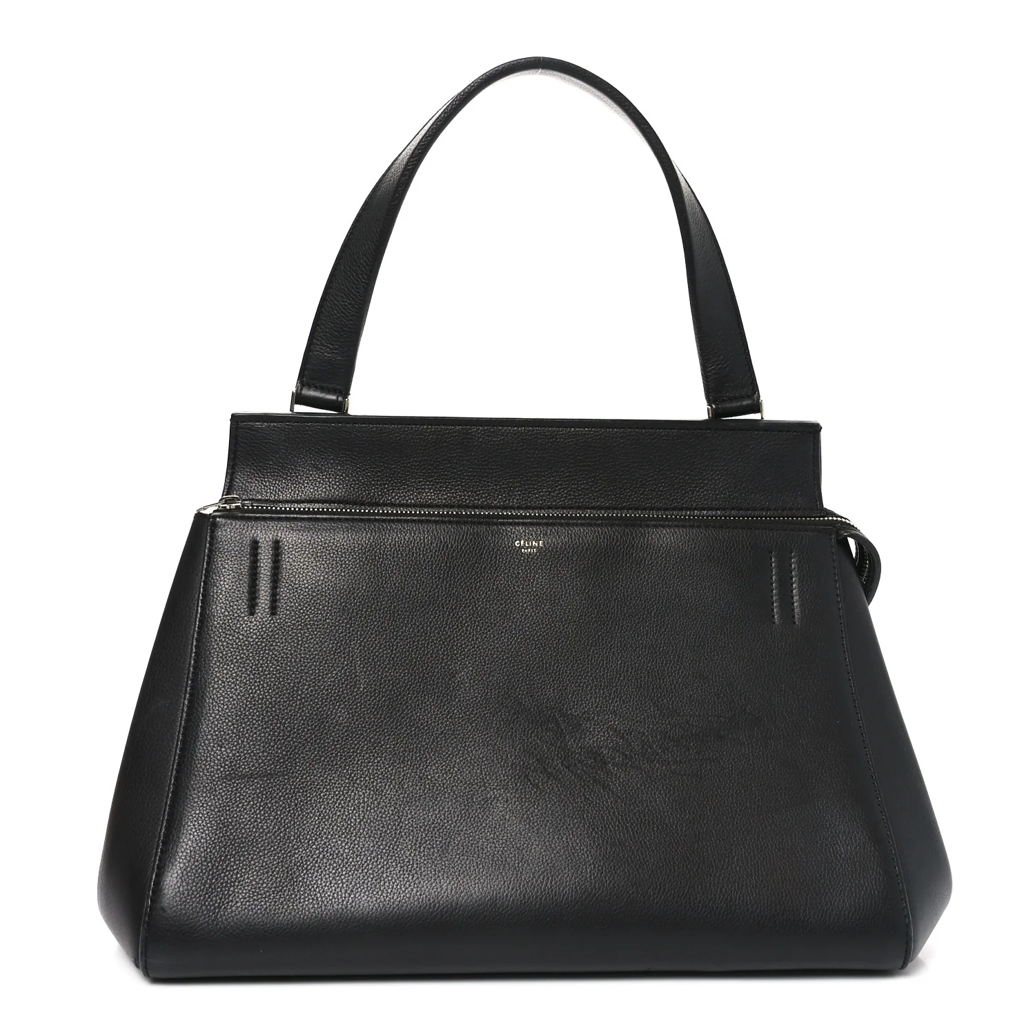 Grained Calfskin Edge Shoulder Bag Black