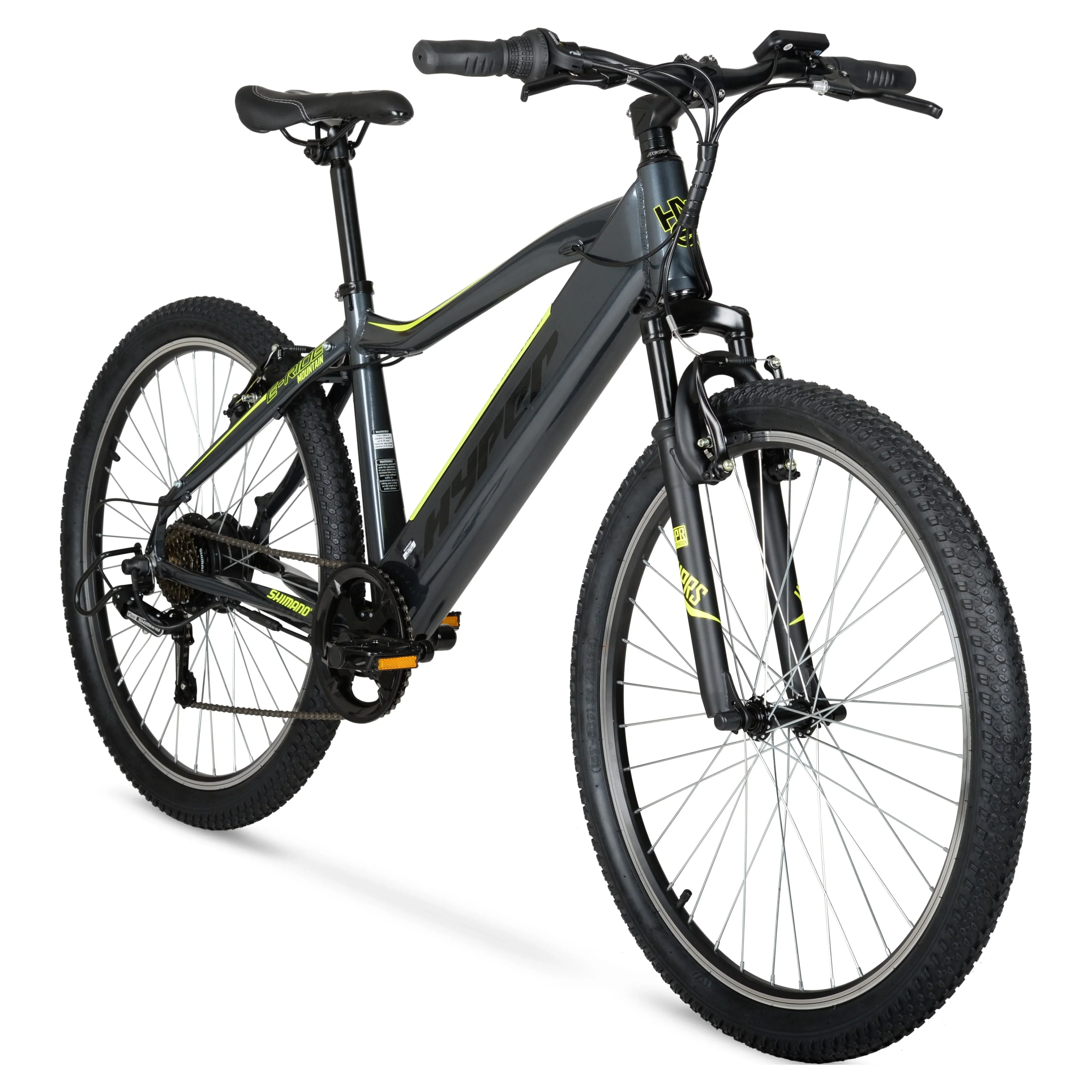 Hyper Bicycles 26 36V Electric Mountain Bike for Adults, Pedal-Assist, 250W E-Bike Motor, Black