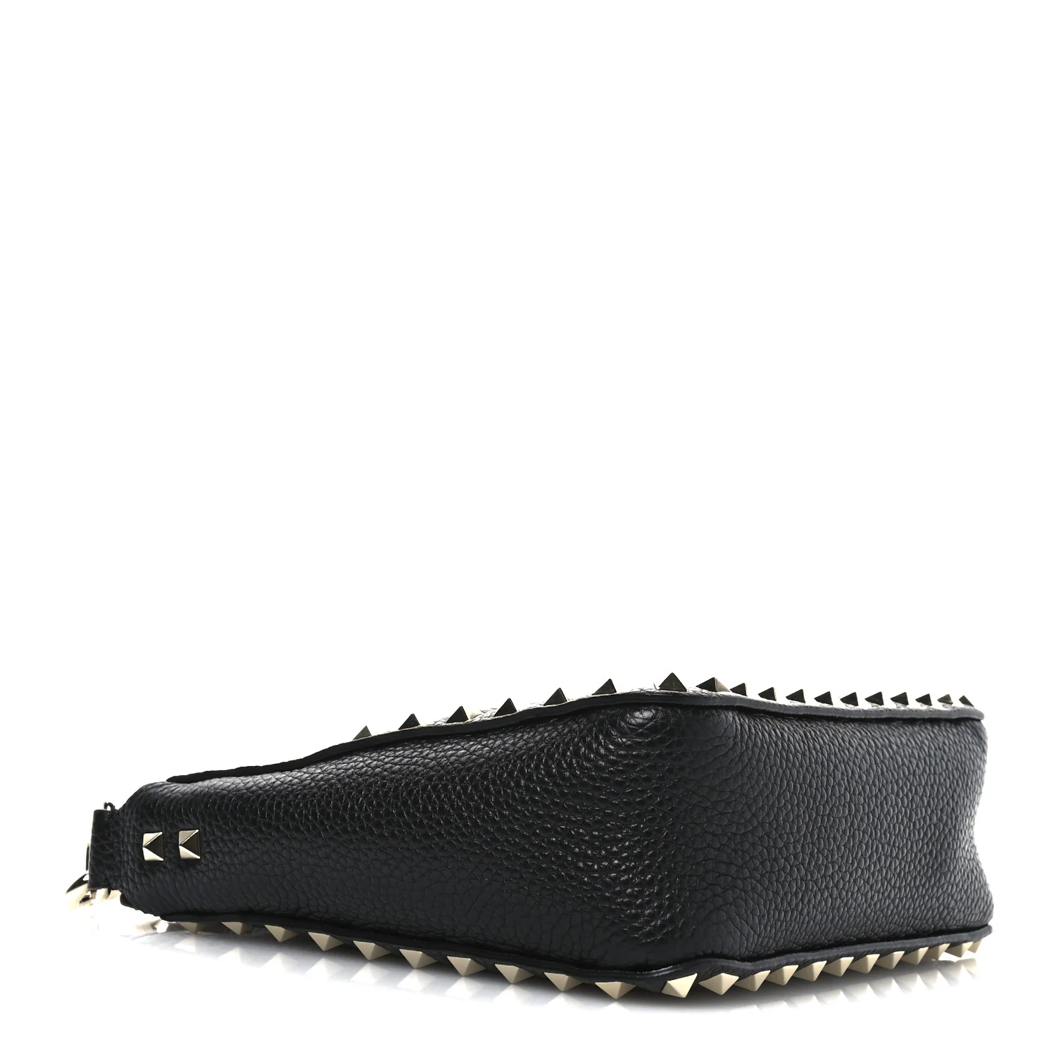 Pebbled Calfskin Mini Rockstud Flip-Lock Messenger Bag Black