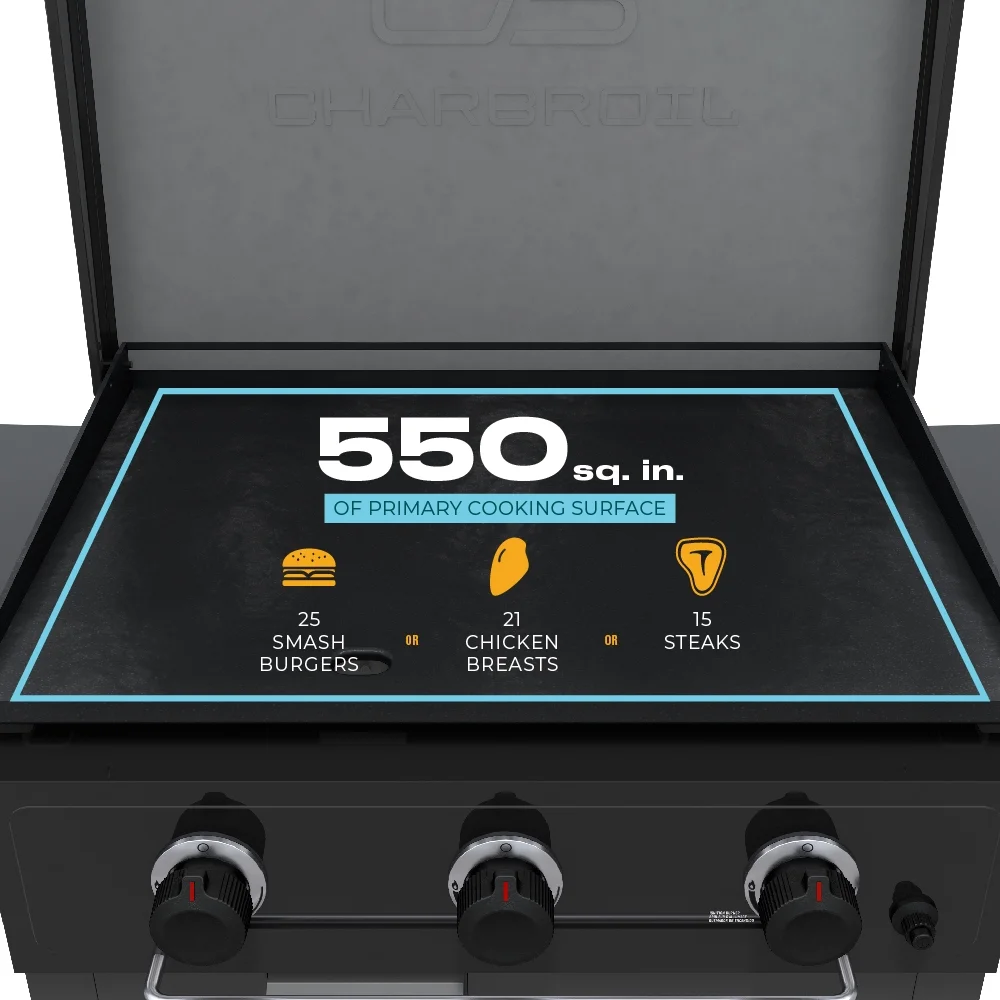 28" XL Performance Series? Propane Gas Griddle with Cart 3 Burner Flat Top Grill - Image 7