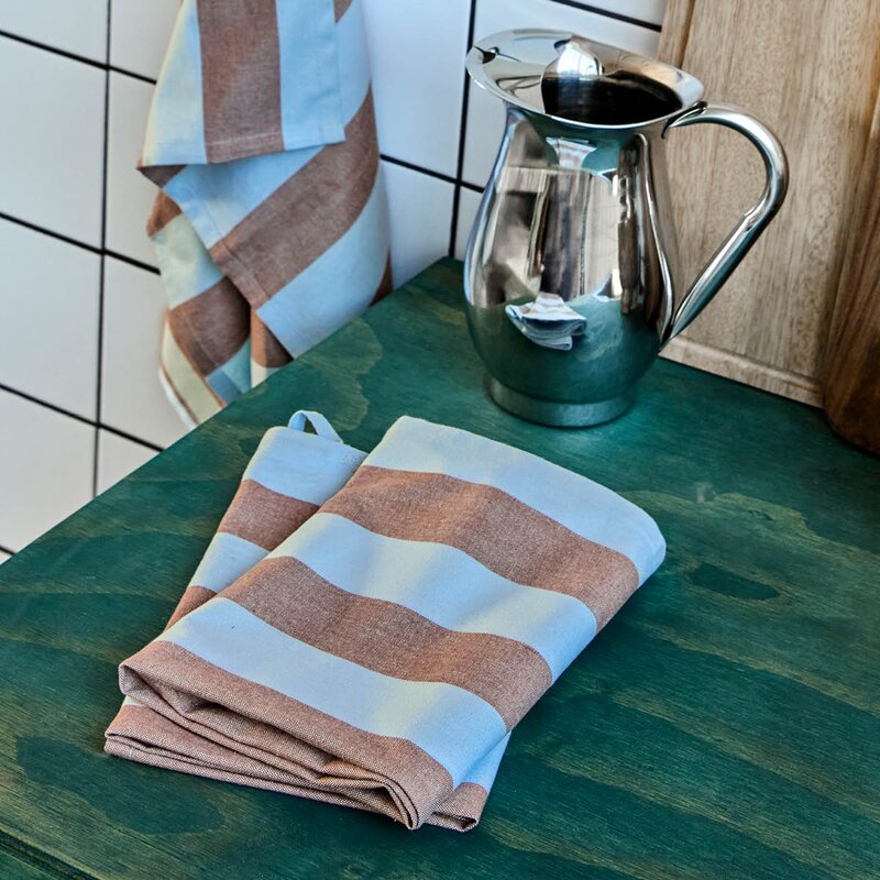 Cook kjøkkenhåndkle i bomull 75x55 cm 3 stk lyseblå/brun