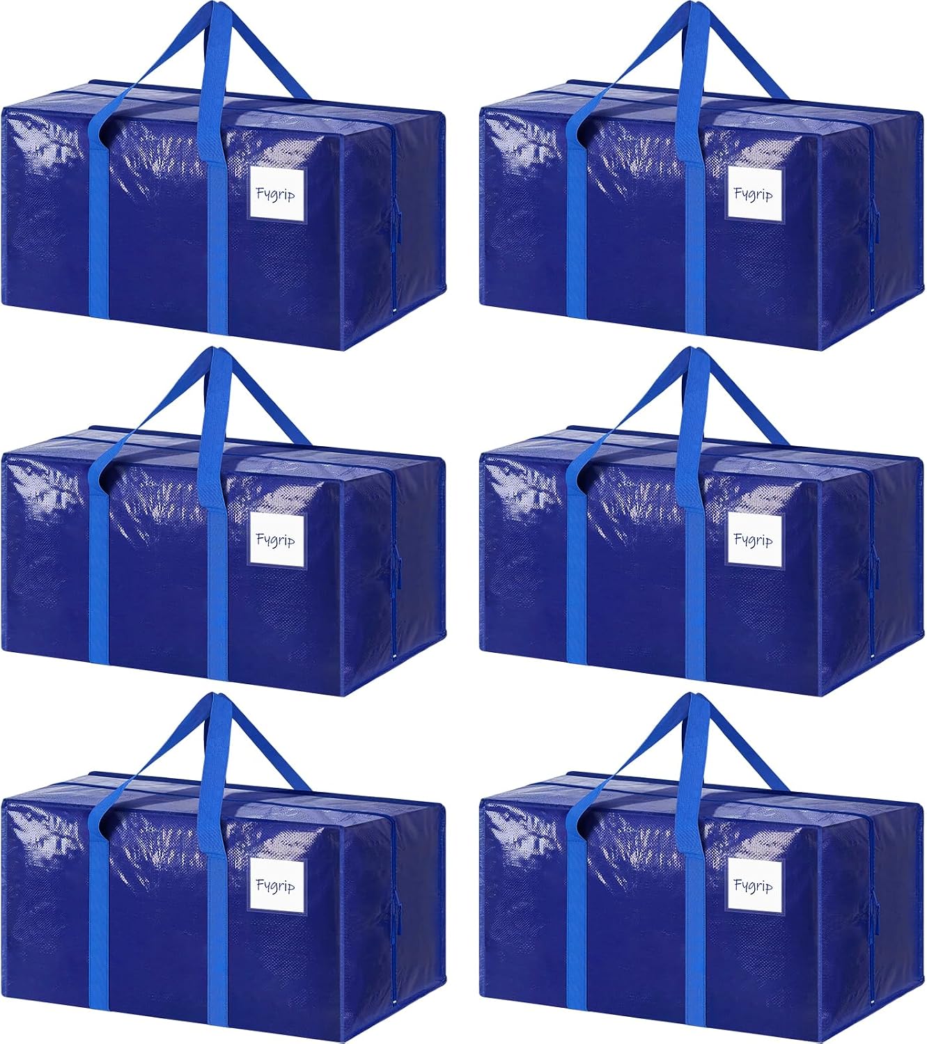 6 Pack Extra Heavy Duty Large Moving Bags with Strong Zipper, Dark Blue