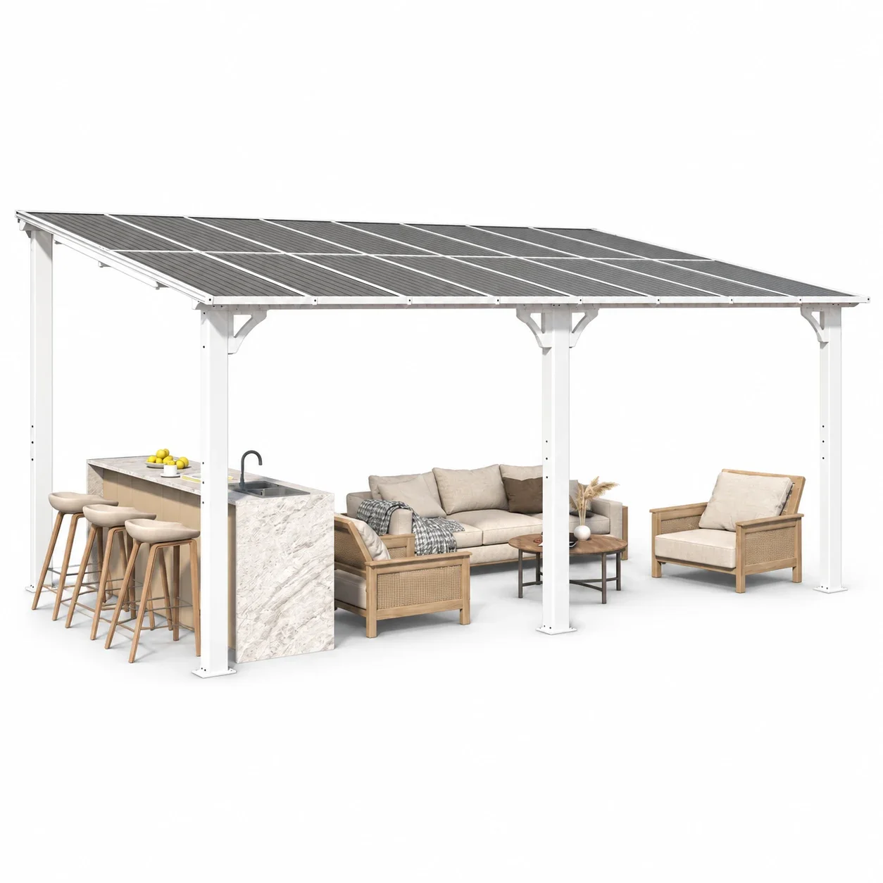 AECOJOY 10' x 16' Hardtop Gazebo Outdoor Aluminum Pergola for Garden, Patio, Backyard-White
