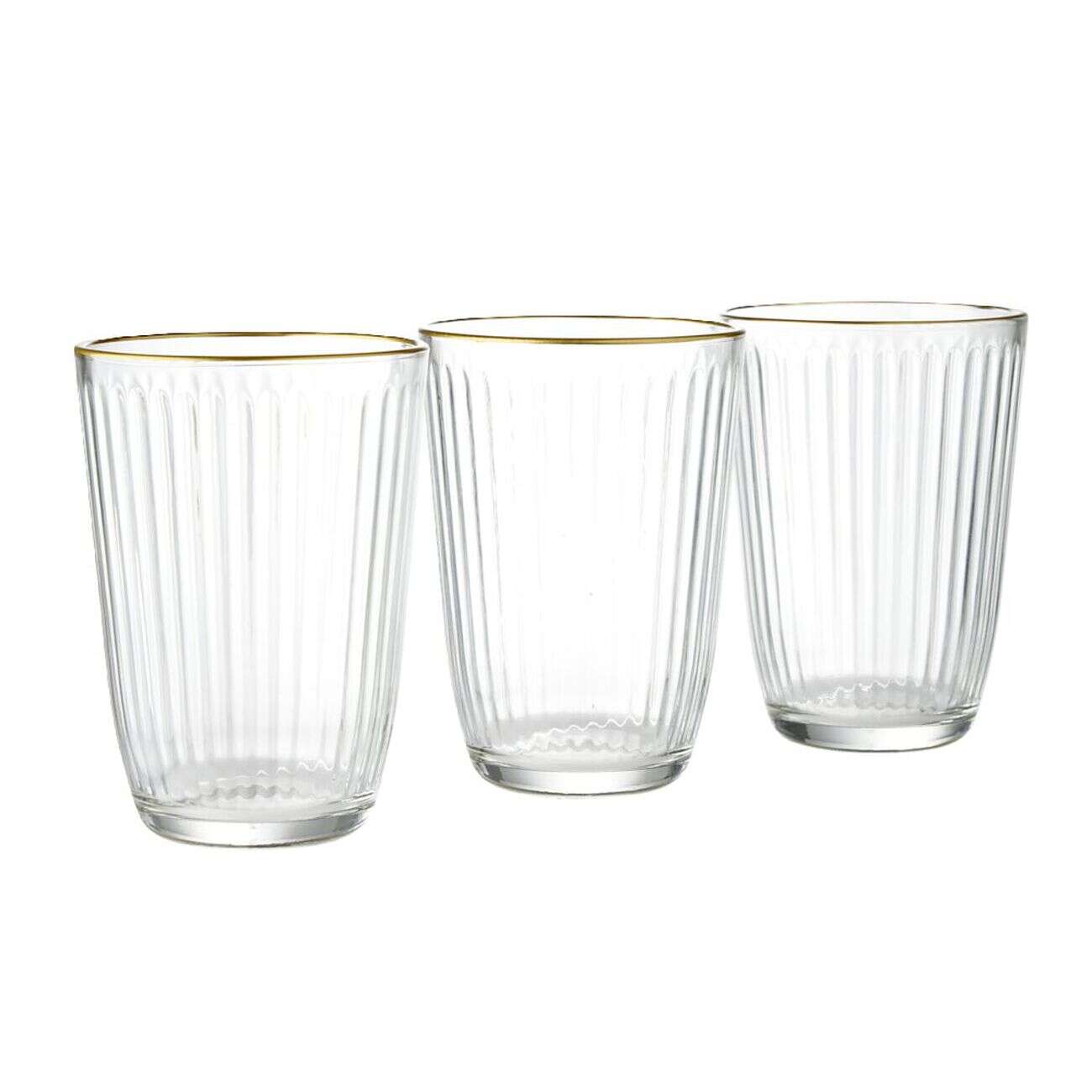 Verre haut strié bord doré 39,5cl Ø8,5cm H12cm