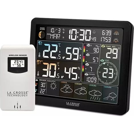Station météo avec prévisions 4 jours – Température intérieure/extérieure – WiFi – Affichage rétroéclairé – Indicateur de piles faibles - SW405-BLA