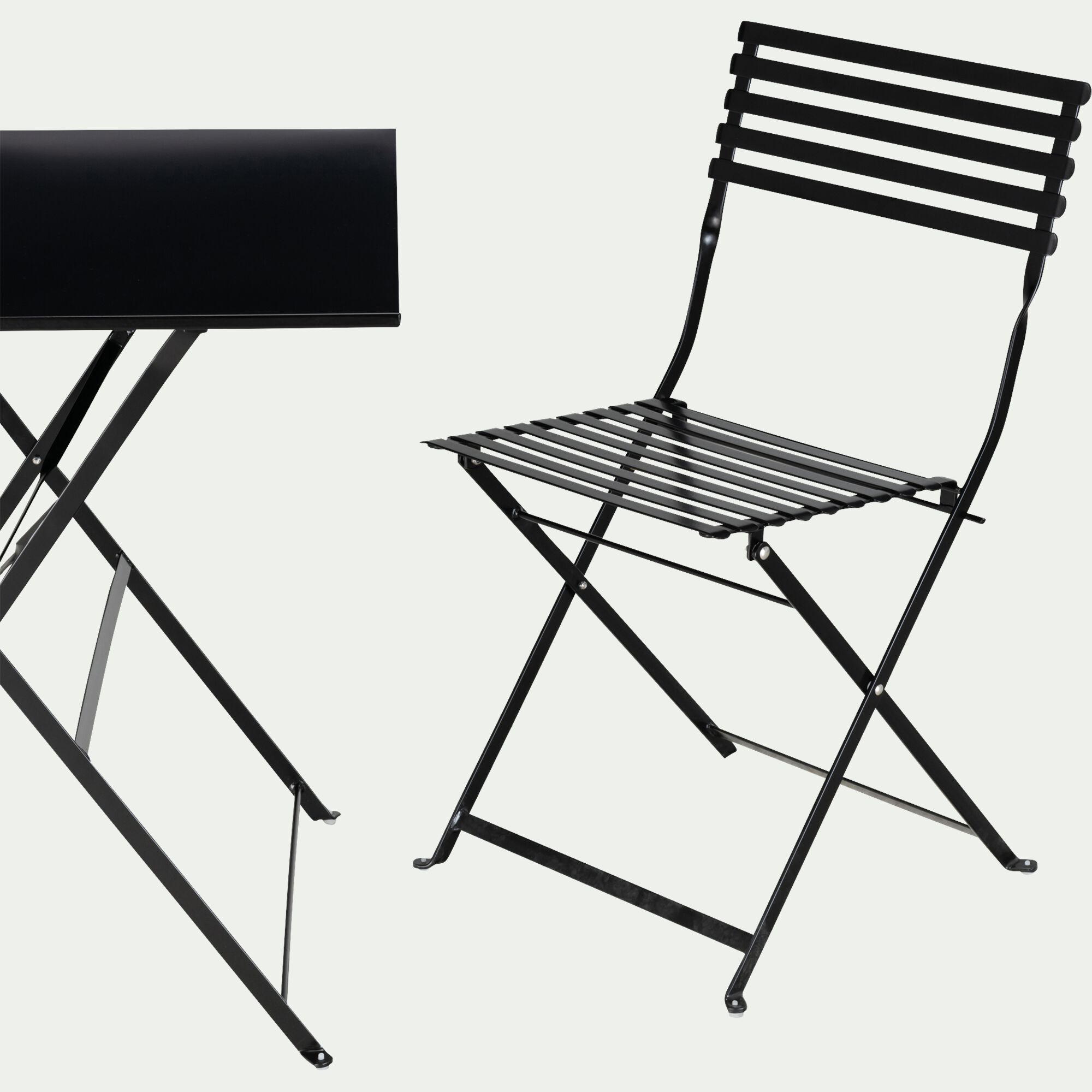CERVIONE - Chaise de jardin pliante en acier - noir