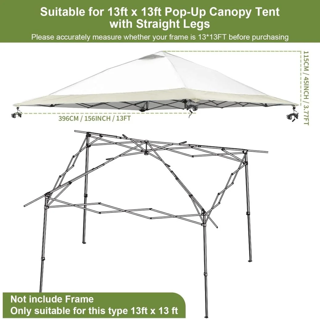 13x13 Canopy Replacement Top Cover, Single Tier Waterproof Instant Canopy Vented Top，silver Coated Oxford Pop up Canopy Replacement Cover for Outdoor Garden Camping(Top Only, 396 * 396cm