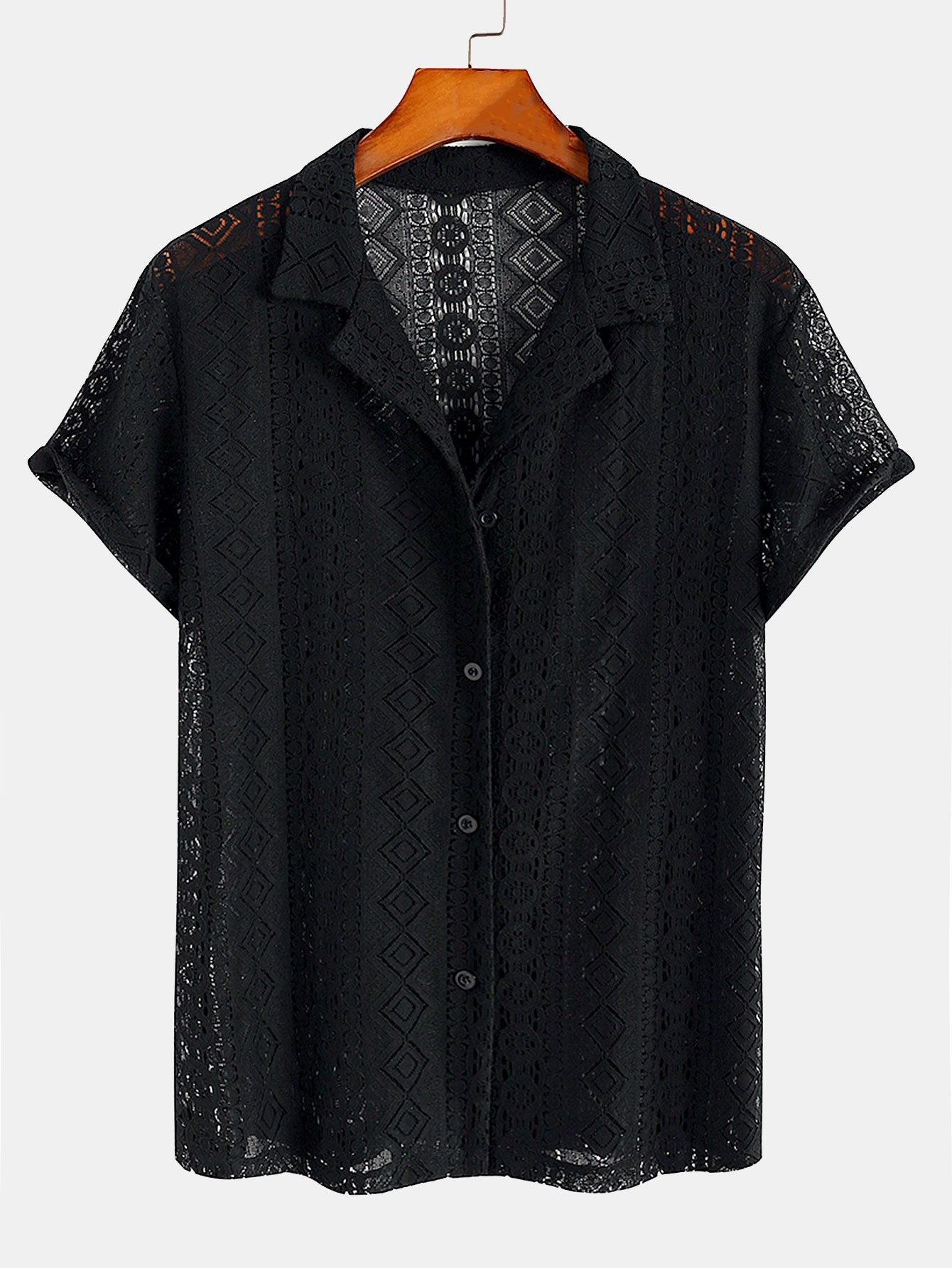 Chemise cubaine à texture géométrique