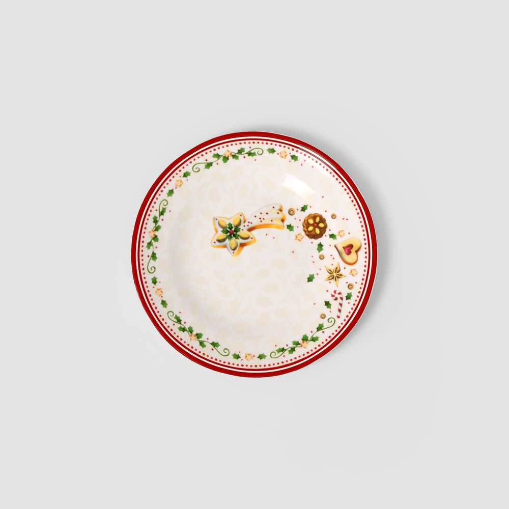 Winter Bakery Delight Salad/ Dessert Plate - Red, 8.5'', Premium Porcelain