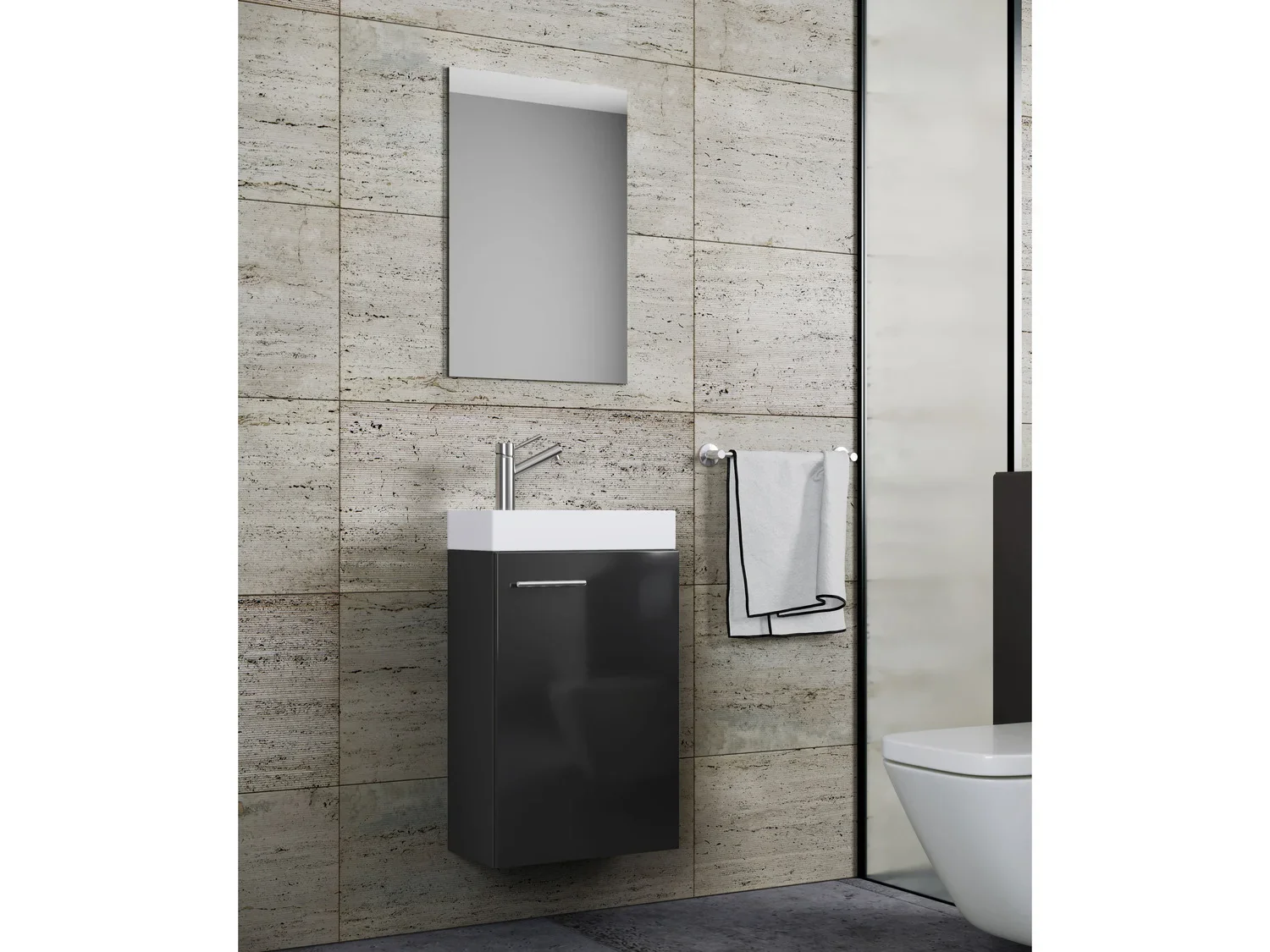 VCM Set d'armoire  glace ou miroir et meuble sous vasque avec lavabo Slito, pour salle de bain