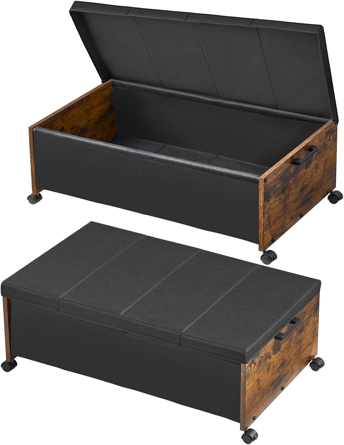 FOUCSSOMEI Under Bed Drawers on Wheels, XXXXL Size, Underbed Storage with Wheels, Wooden Under Bed Storage, Heavy Duty, Patented Design