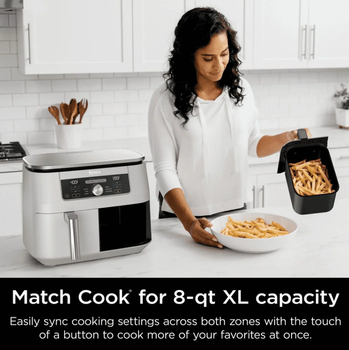 Ninja Foodi 6 - in - 1, 8 Quart 2 - Basket Air Fryer with Dualzone Technology - White