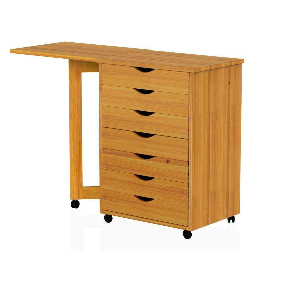 Adeptus 7 Drawer Gate Leg Rolling Craft Desk