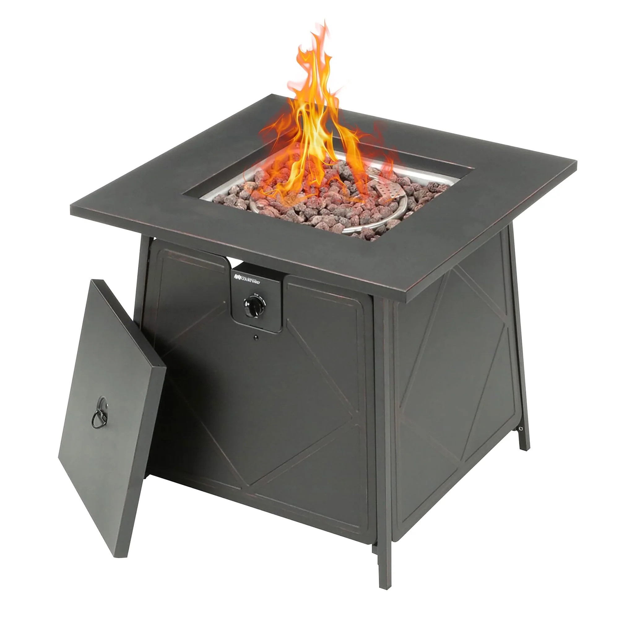 Four Seasons Courtyard Dual Heat 50,000 BTU Square Gas Tabletop Fire Pit(28")