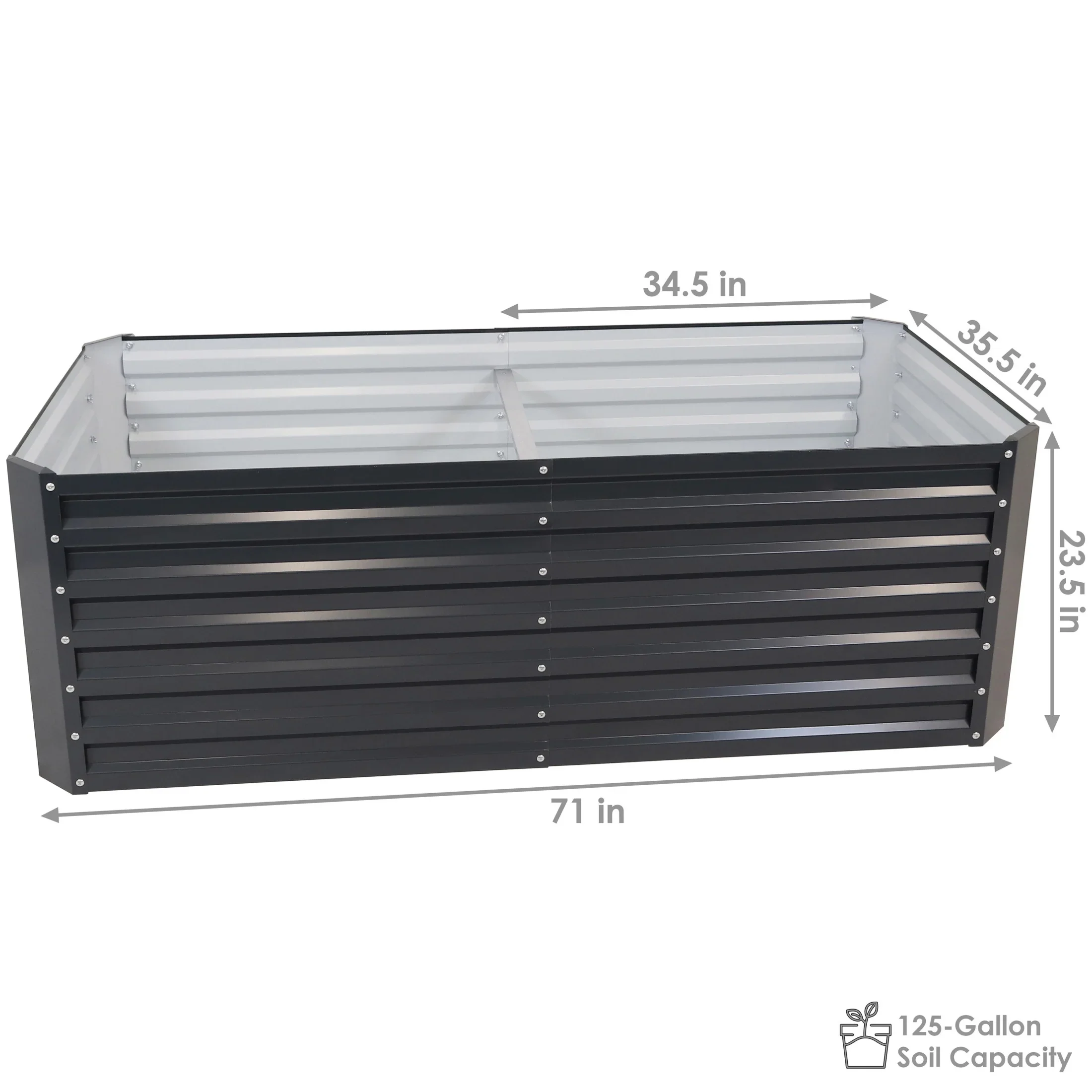 Sunnydaze 71 x 35.5 x 23.5 Rectangular Silver Galvalume Steel Raised Garden Bed