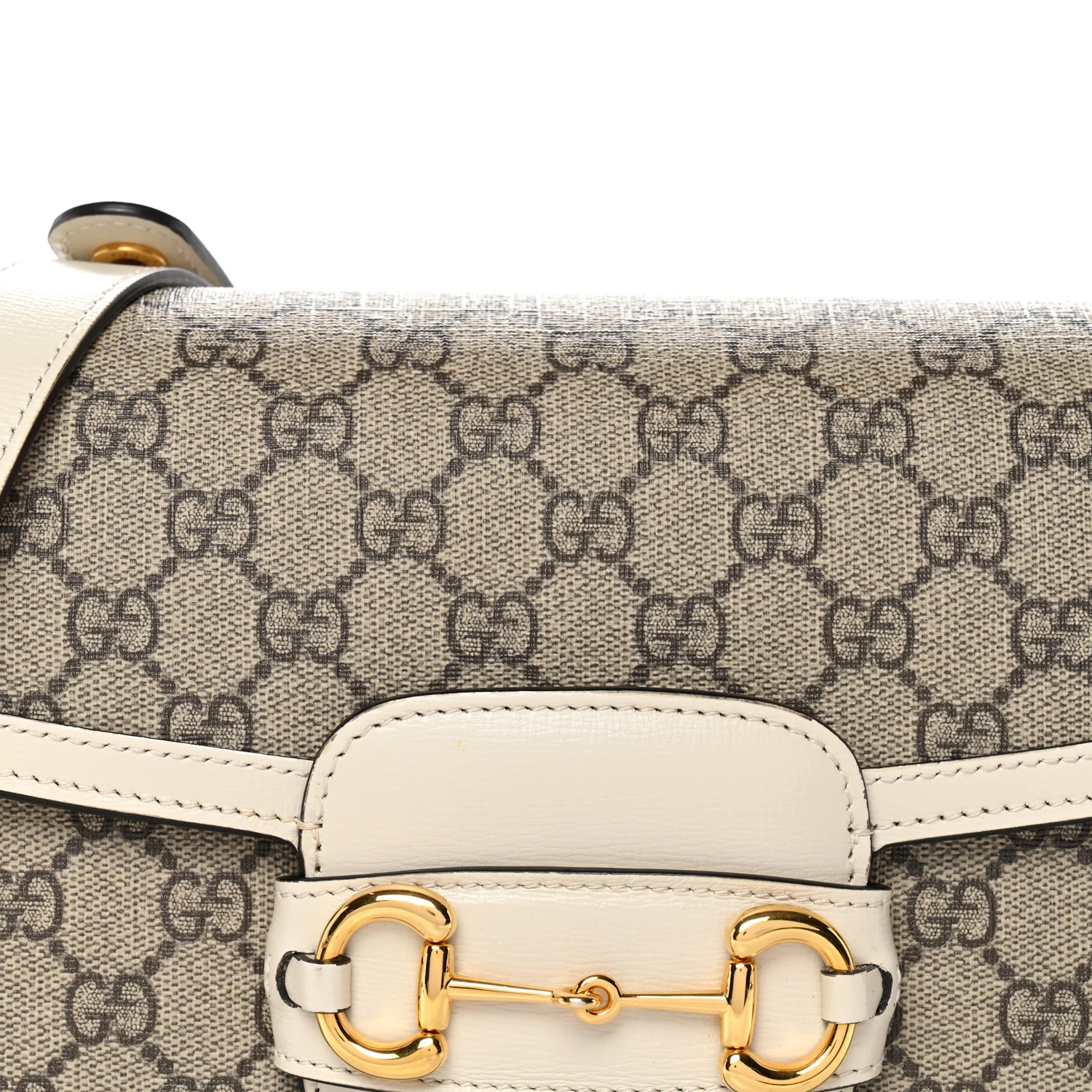 GG Supreme Monogram Horsebit 1955 Shoulder Bag Beige Mystic White