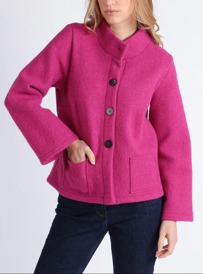 Veste femme laine bouillie rose