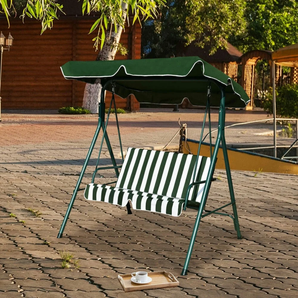 Patio Swings for Porch,Comfortable Porch Swings,Loveseat Cushioned Patio Steel Frame Swing Glider -Green(Green) - Image 3