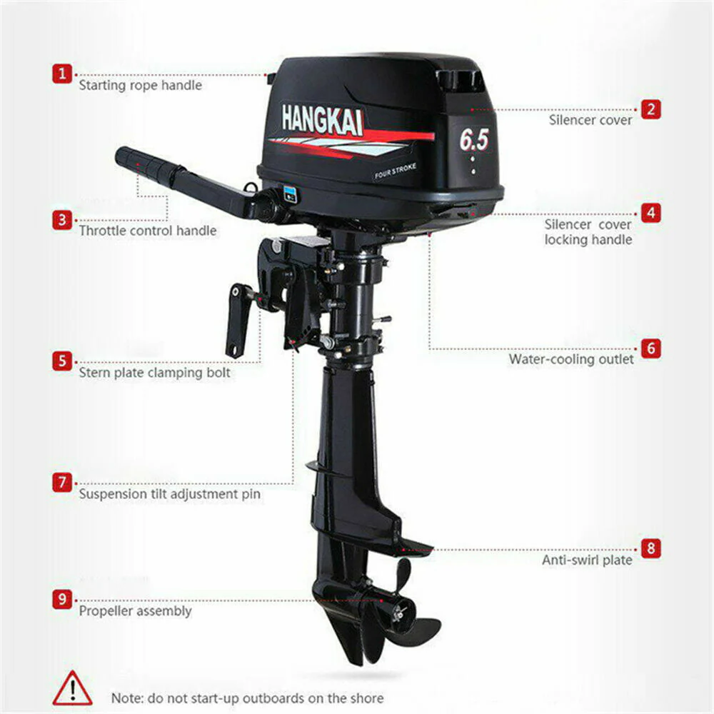 4Stroke 6 5HP Outboard Motor Marine Boat Engine Water Cooling CDI System 6 5HP 4 Stroke Outboard Motor Tiller control Boat Engine Water Cooling 123CC 4 Stroke 6 5HP Outboard Motor Boat Marine Engine Image 6