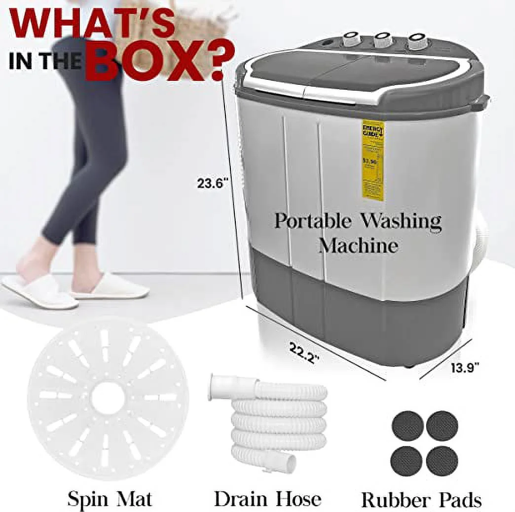 Pure Clean 110 Volt 2 in 1 Compact and Portable Washer and Dryer, Gray(Gray) - Image 7