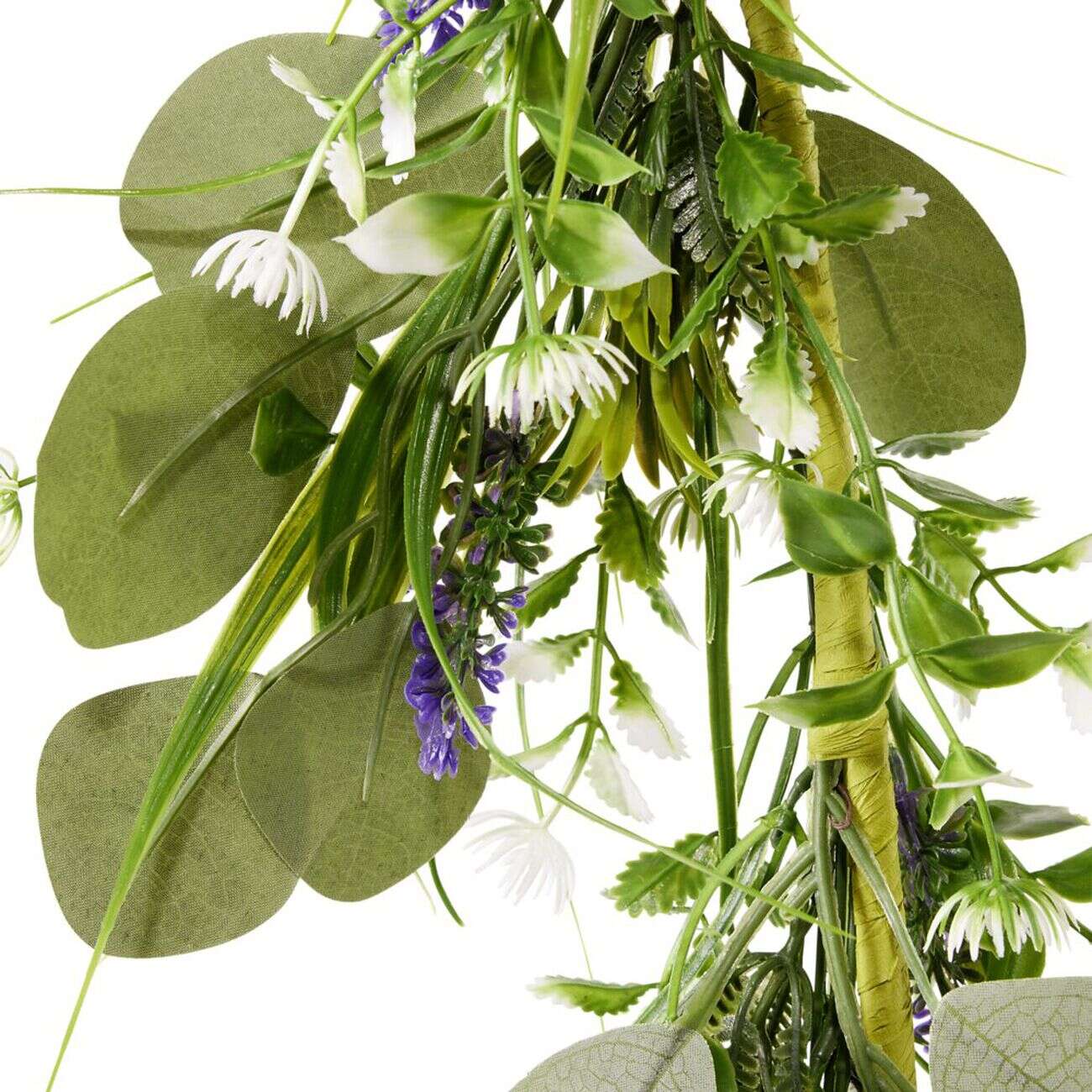 Guirlande feuillage artificiel avec fleurs blanches et lavande L180cm