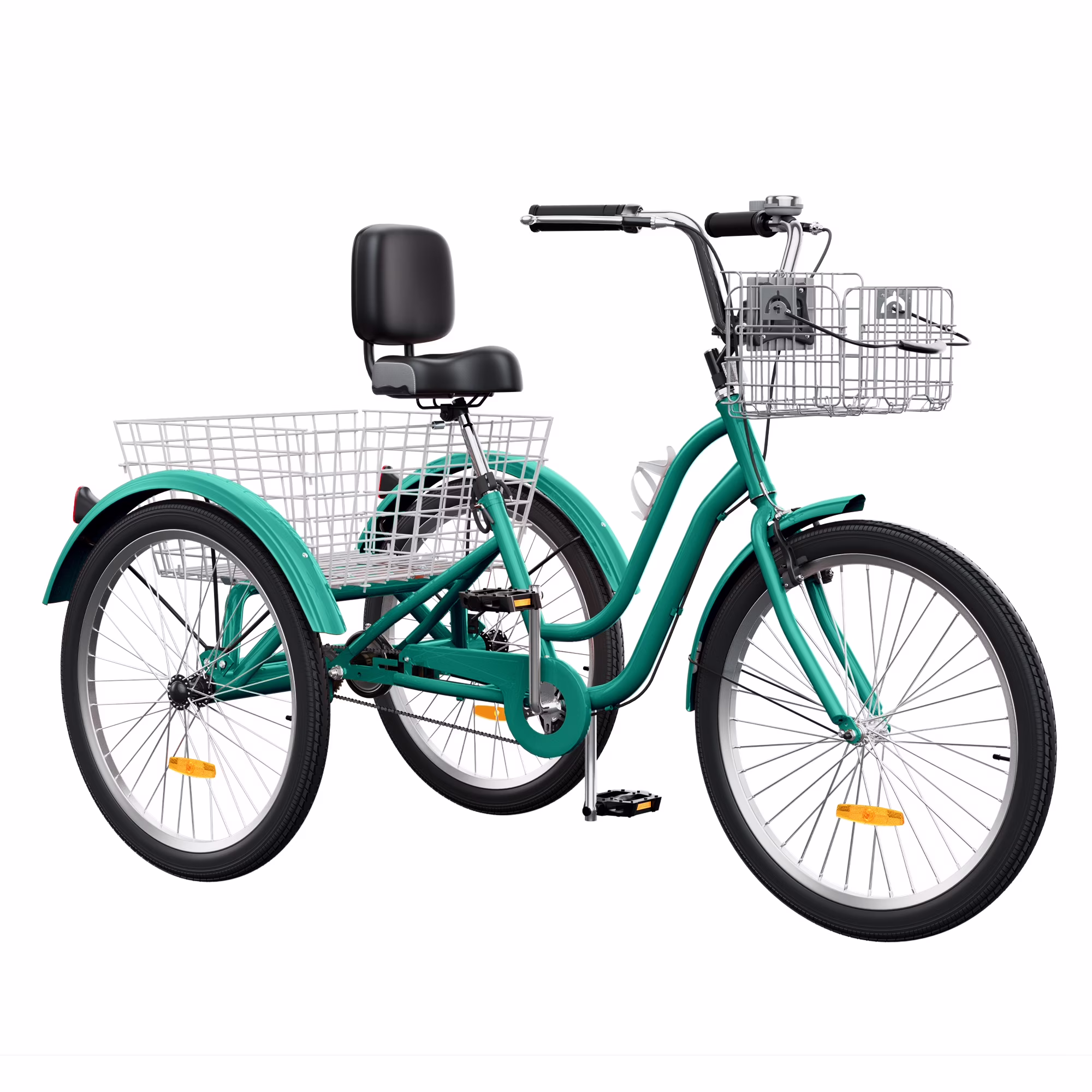 24 Inch 3-Wheel Bike, Single Speed Adult Trike, Low Step-Through Cruiser with Front Rear Baskets, Large Adjustable Seat with Backrest for Seniors, Men, and Women (Purple)(24"1 Speed/Purple) - Image 10