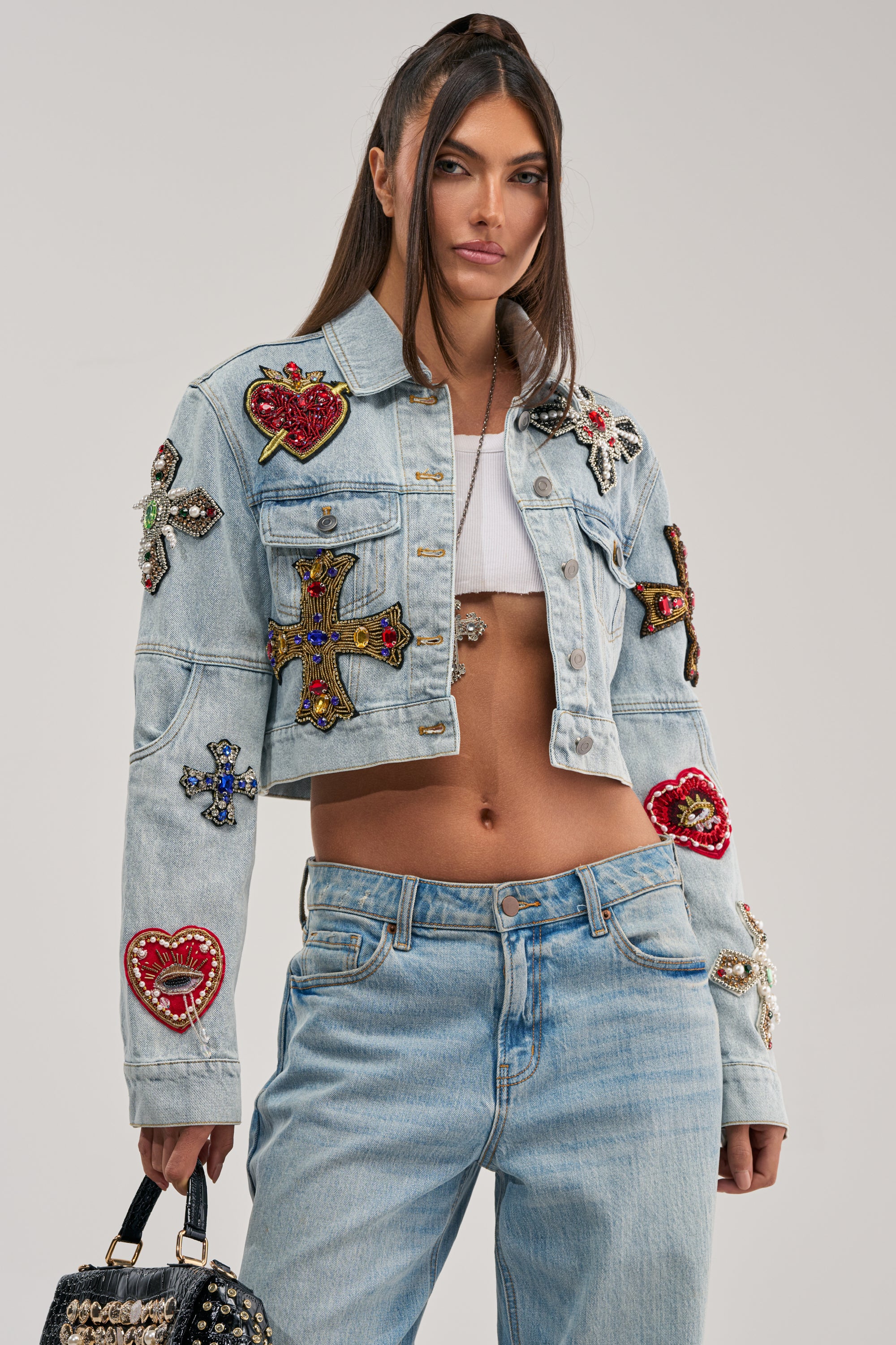GIVE AND TAKE EMBELLISHED DENIM JACKET - Akira Store