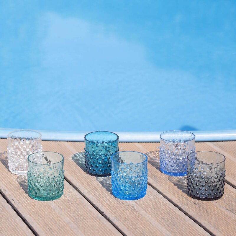 Hobnail vannglass 15 cl tåkeblå