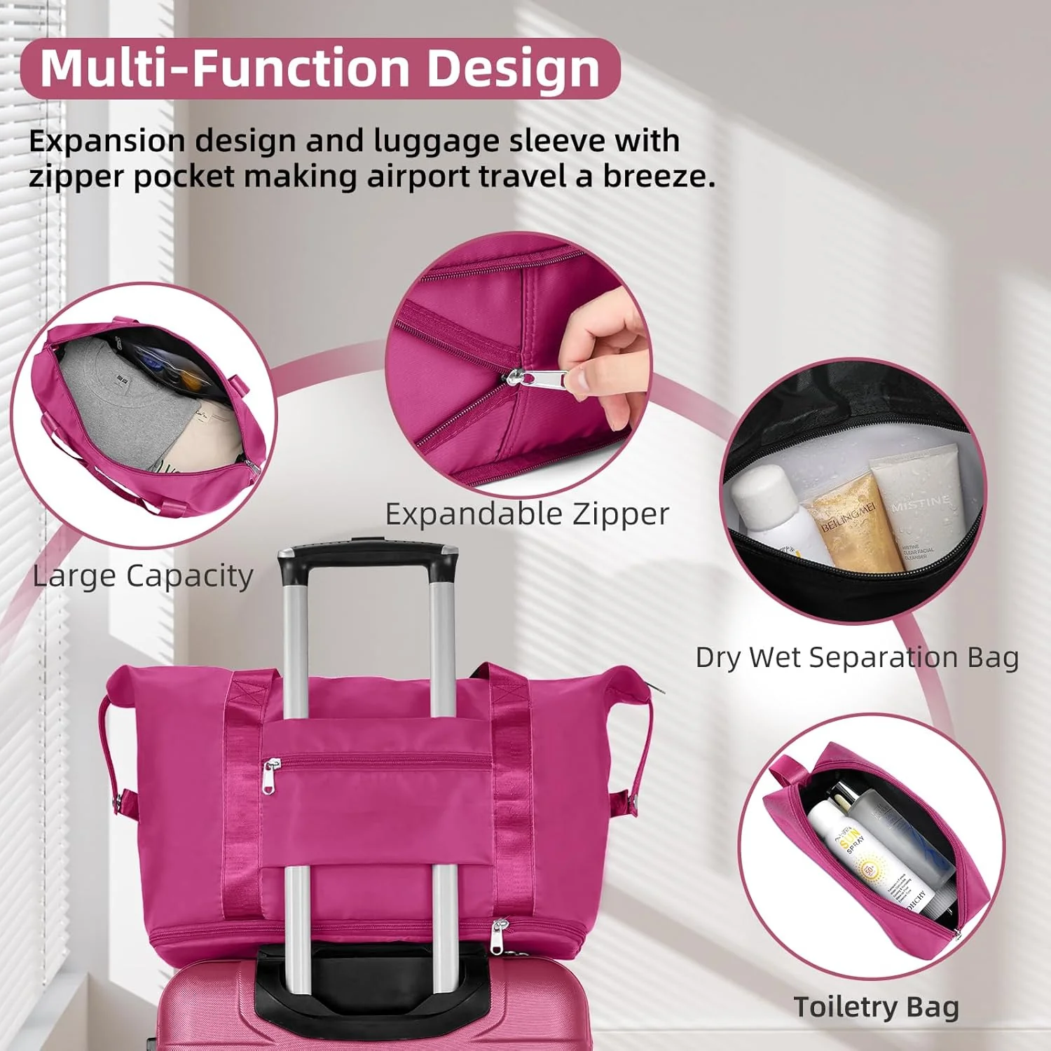 Ensemble de 6 valises, ensemble de valises rigides extensibles avec roulettes multidirectionnelles, ensemble de bagages à roulettes légers