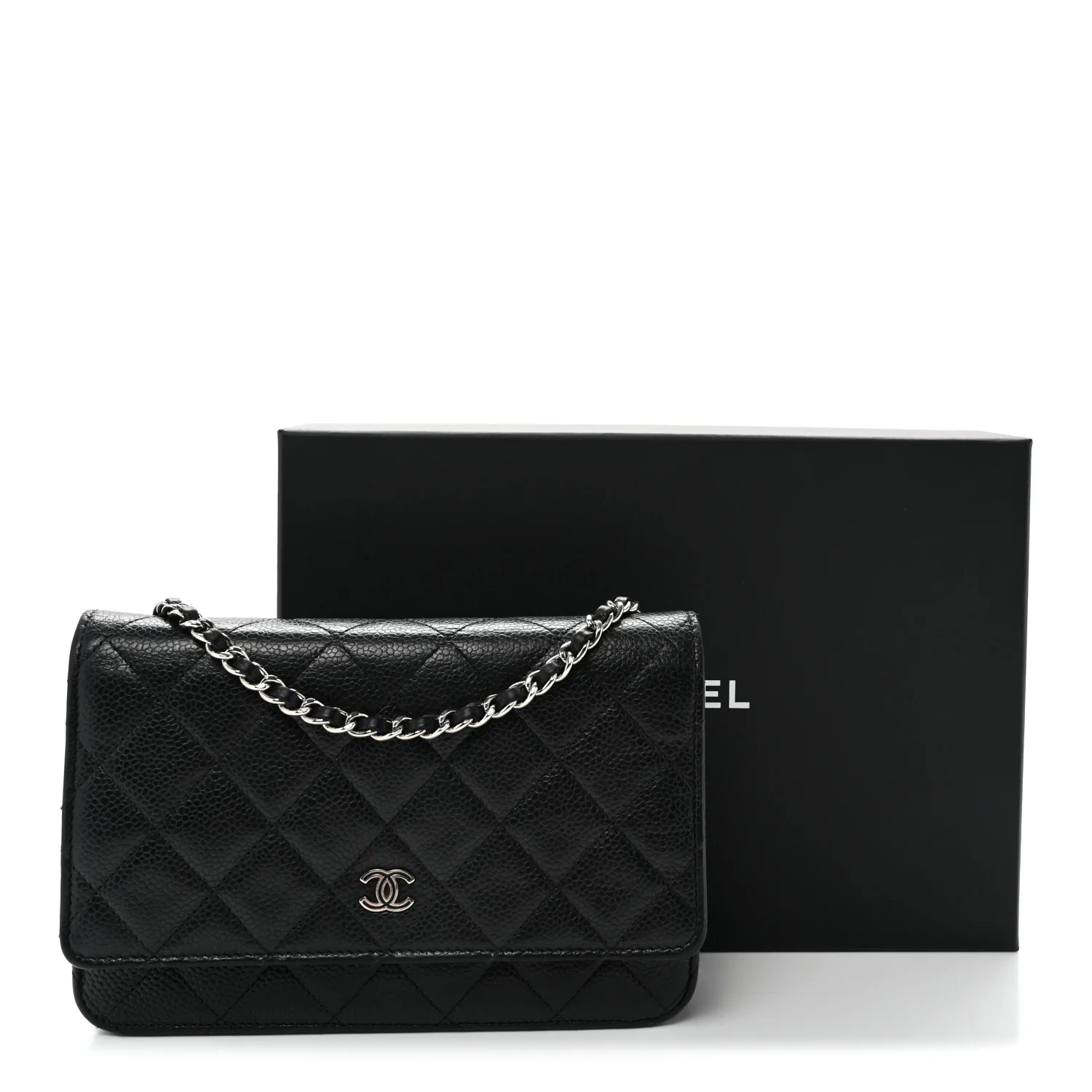 Caviar Quilted Wallet On Chain WOC Black