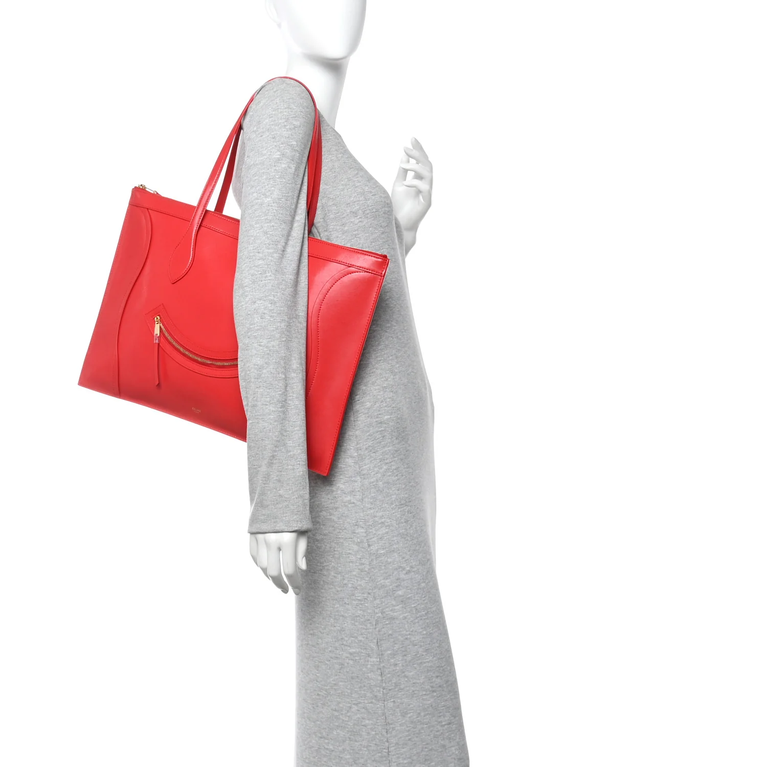 Glossy Calfskin Flat Luggage Shoulder Bag Ultra Red