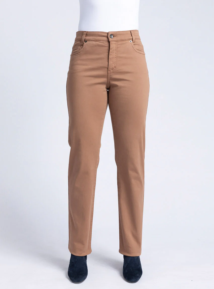 Pantalon femme en coton beige noisette