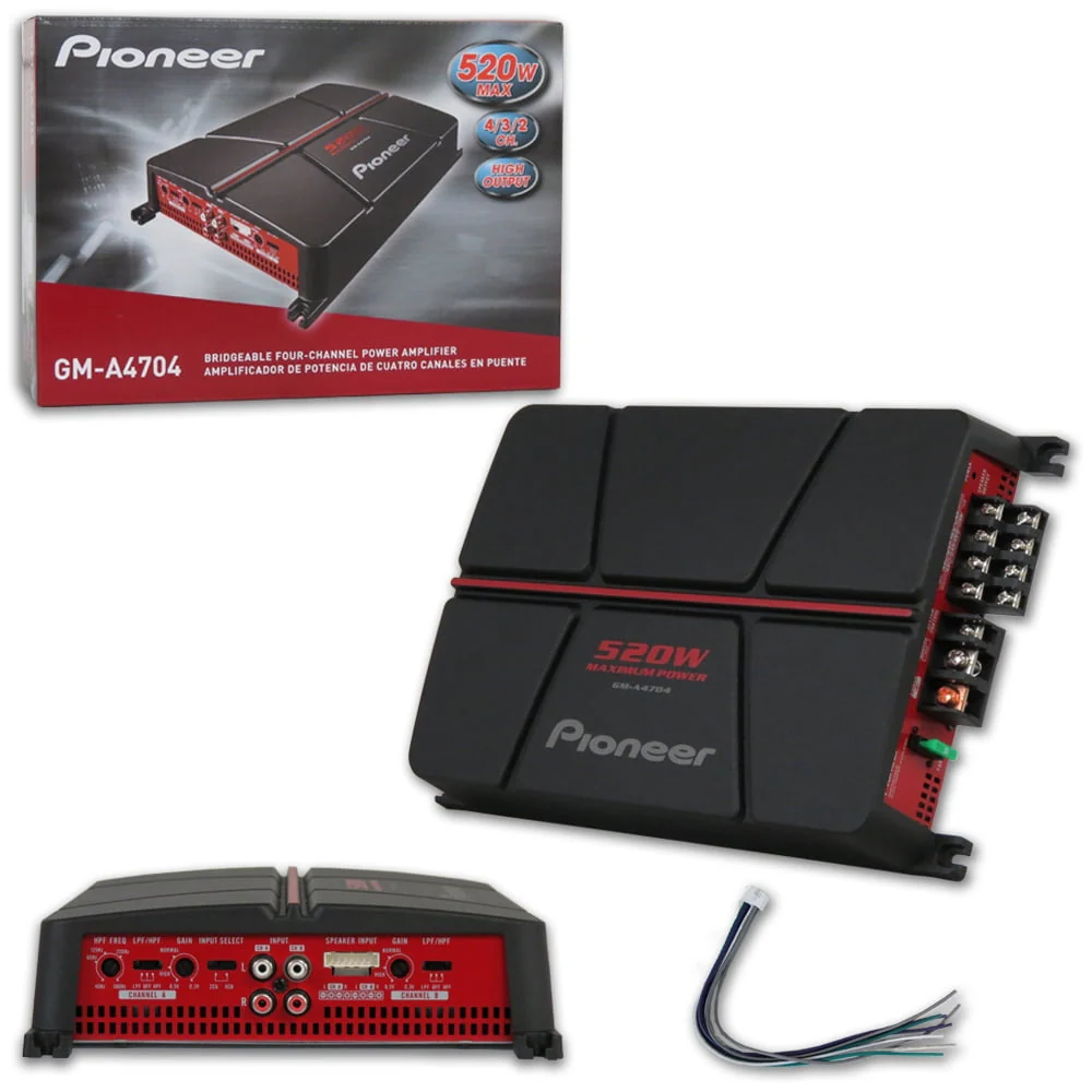 Pioneer GM A4704 Class AB 4 Channel Car Audio Bridgeable Amplifier 520W Max