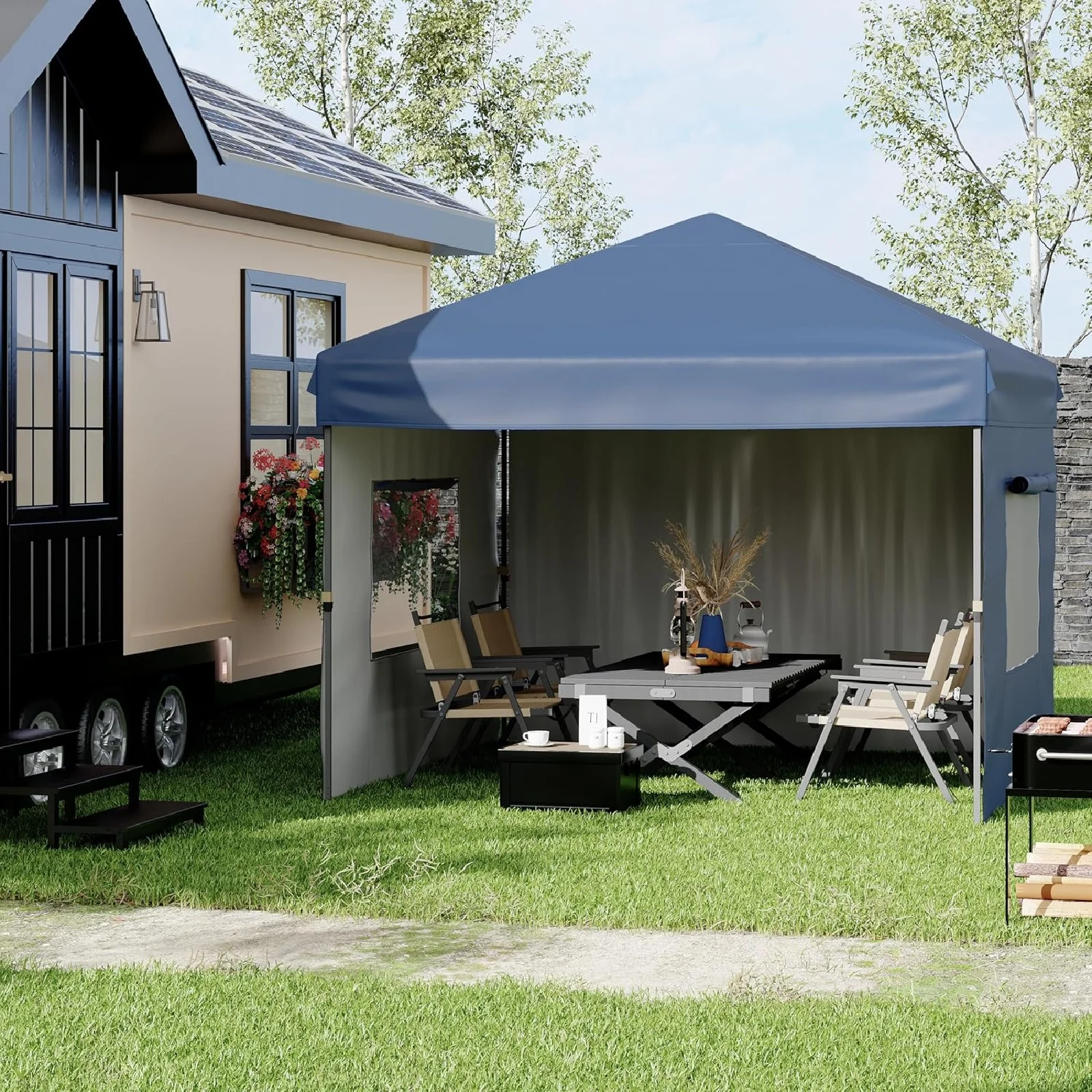 Telyswee 10x10ft Pop up Canopy Tent, Folding Tent Shelter with 3 Removable Sidewalls, Easy Setup Outdoor Canopy, Height Adjustable Shelter Gazebos