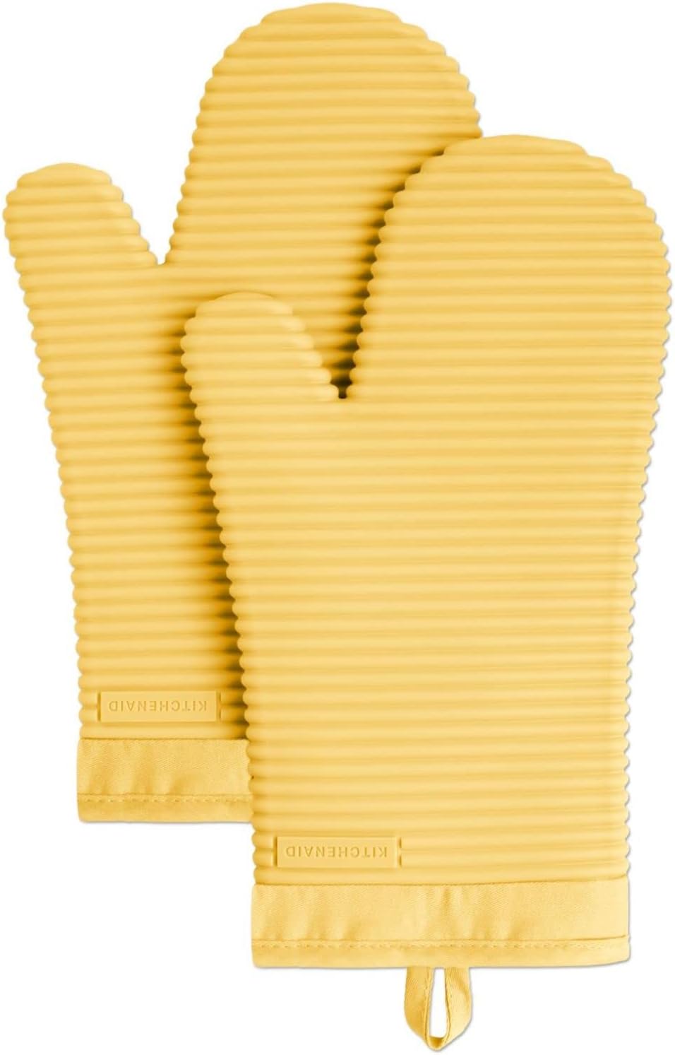 KITCHENAID Ribbed Soft Silicone Oven Mitt 2-Pack Set, 7.5