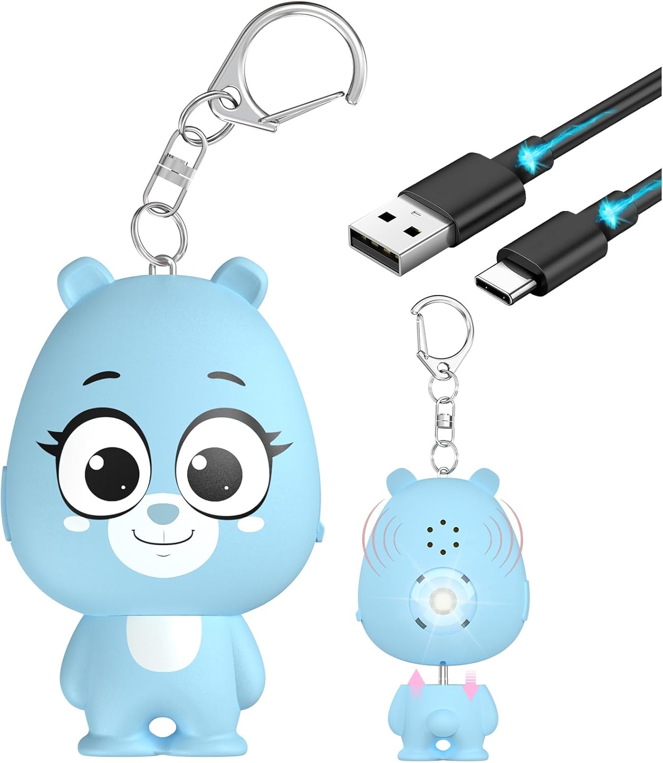 Rechargeable Personal Alarm for Women – 130dB Loud Emergency Alarm Keychain with Strobe Light, Self-Defense Safety Alarm with Low Battery Alert for Women, Kids & Seniors