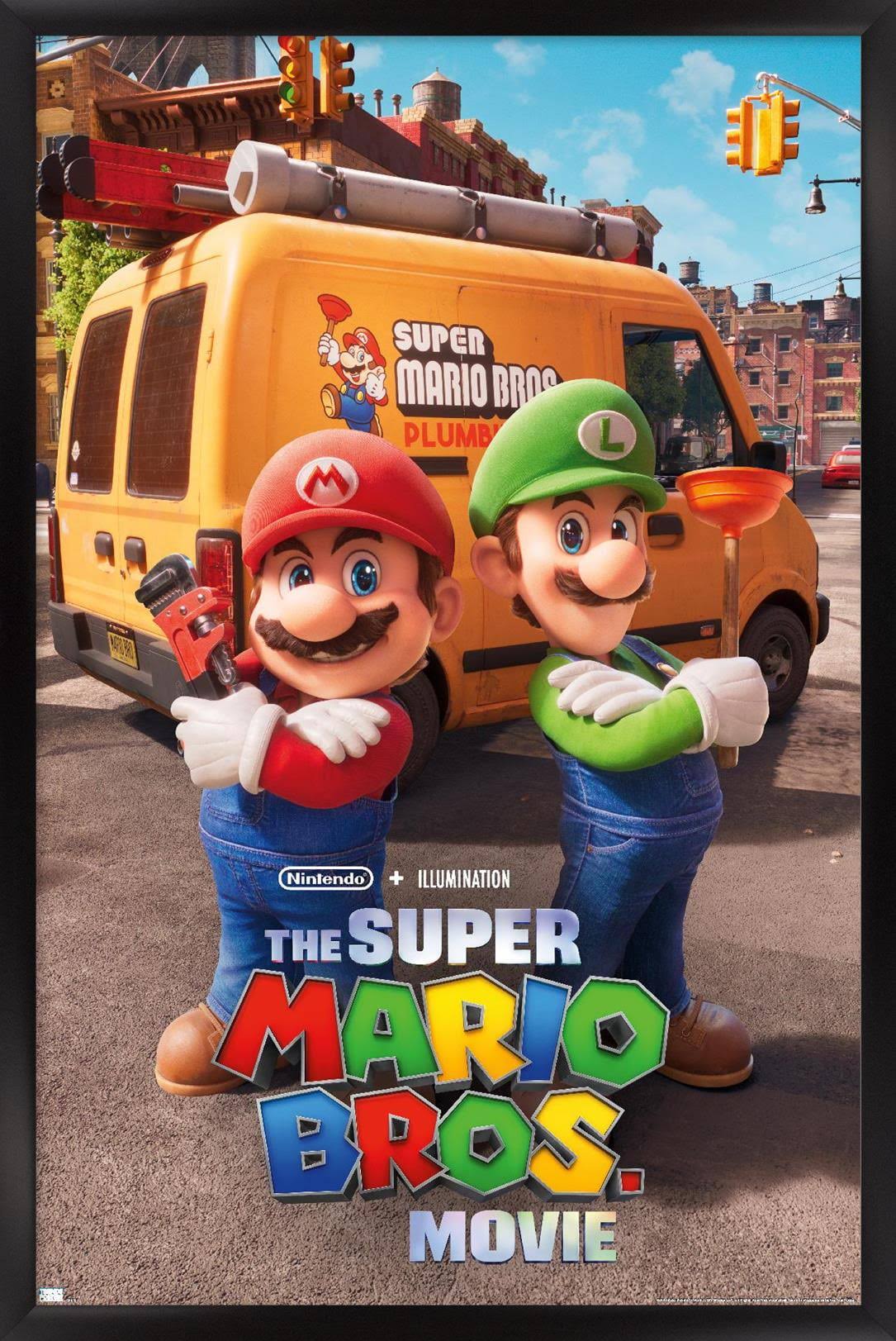 Trends International The Super Mario Bros. Movie - Brooklyn Key Art Framed Wall Poster Prints Black Framed Version 22.375