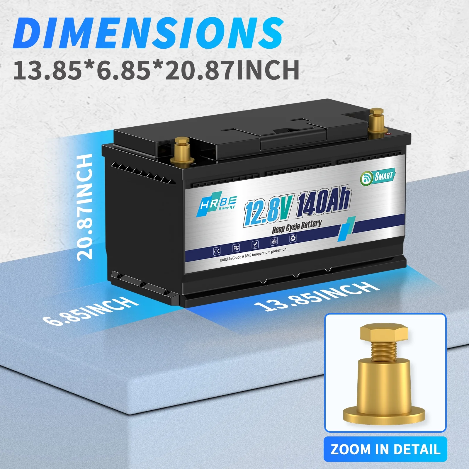 12V 140AH LiFePO4 Battery Bluetooth,for RV,Solar,Trolling Motor,Marine,Boat,Van,Camping, 15000+ Deep Cycles Lithium Batteries,Smart 100A BMS - Image 2