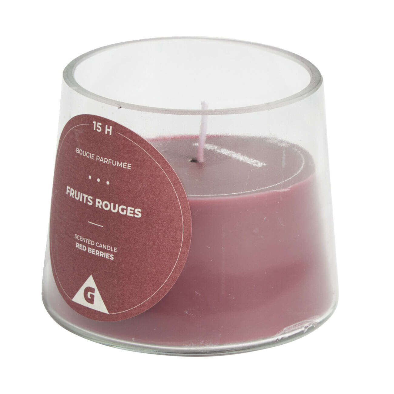 Bougie dans verre senteur fruits rouges Ø9xH7.5cm
