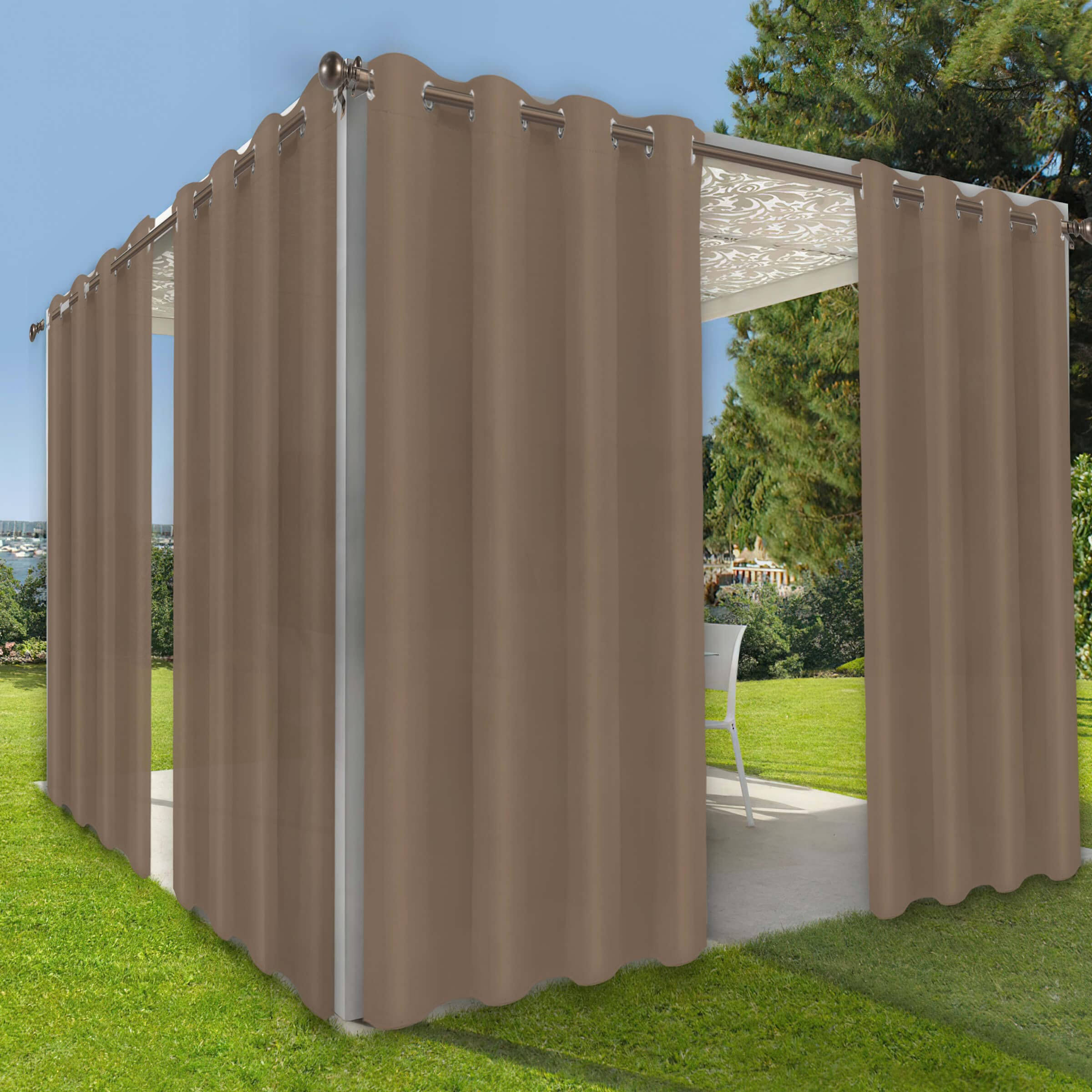 OutdoorLines Waterproof Indoor Outdoor Curtains for Patio-Privacy Sun Blocking Grommet Curtain Panel Weatherproof, UV Resistant