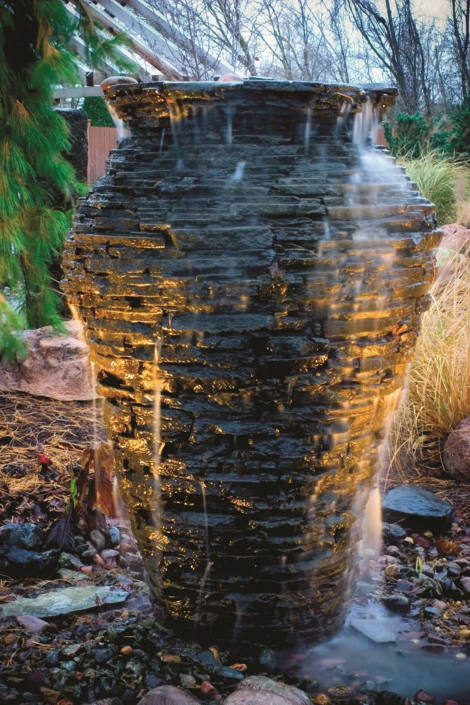 Aquascape Medium Stacked Slate Urn Landscape Fountain Kit Image 3