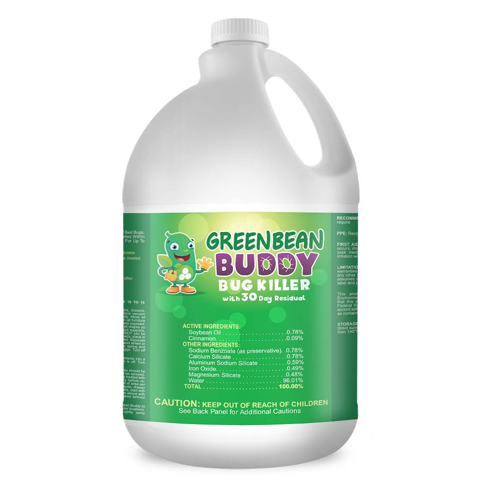 Bed Bug Exterminator Spray, Lice, Roach, Flea, and Tick Residual Treatment and Preventer, 1 Gallon by Green Bean Buddy
