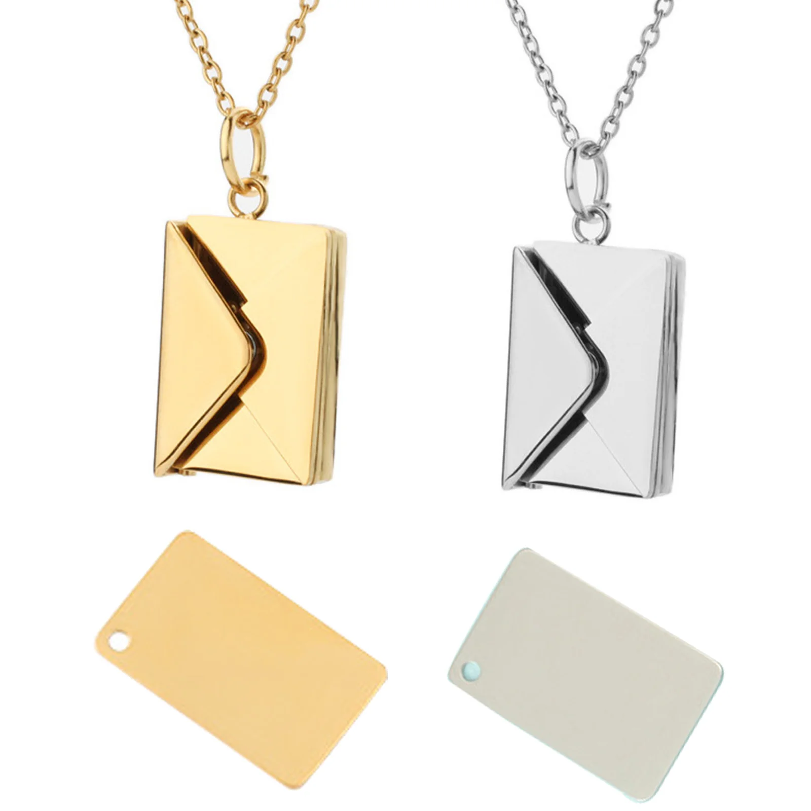 Collier enveloppe pour couple (2 pièces) or et argent