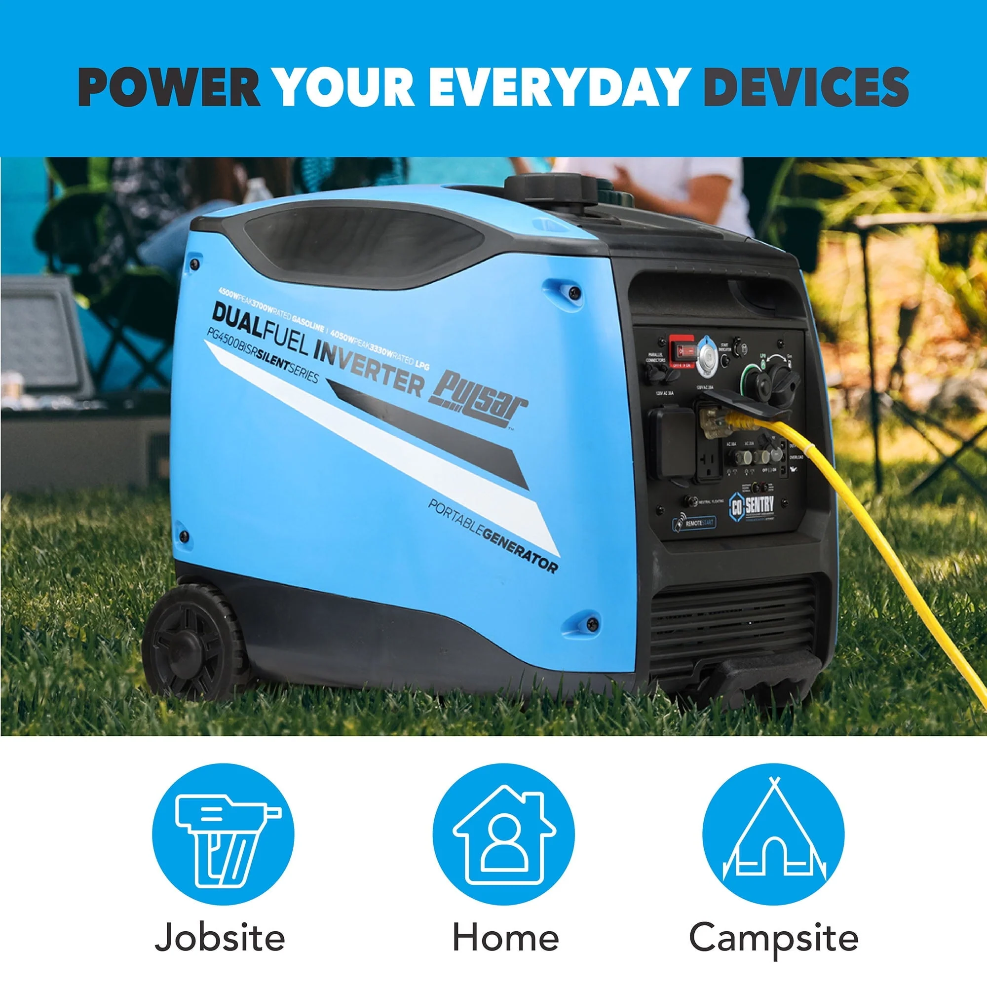 Pulsar 4,500-Watt Dual-Fuel Inverter Generator with Remote Start and CO Sentry