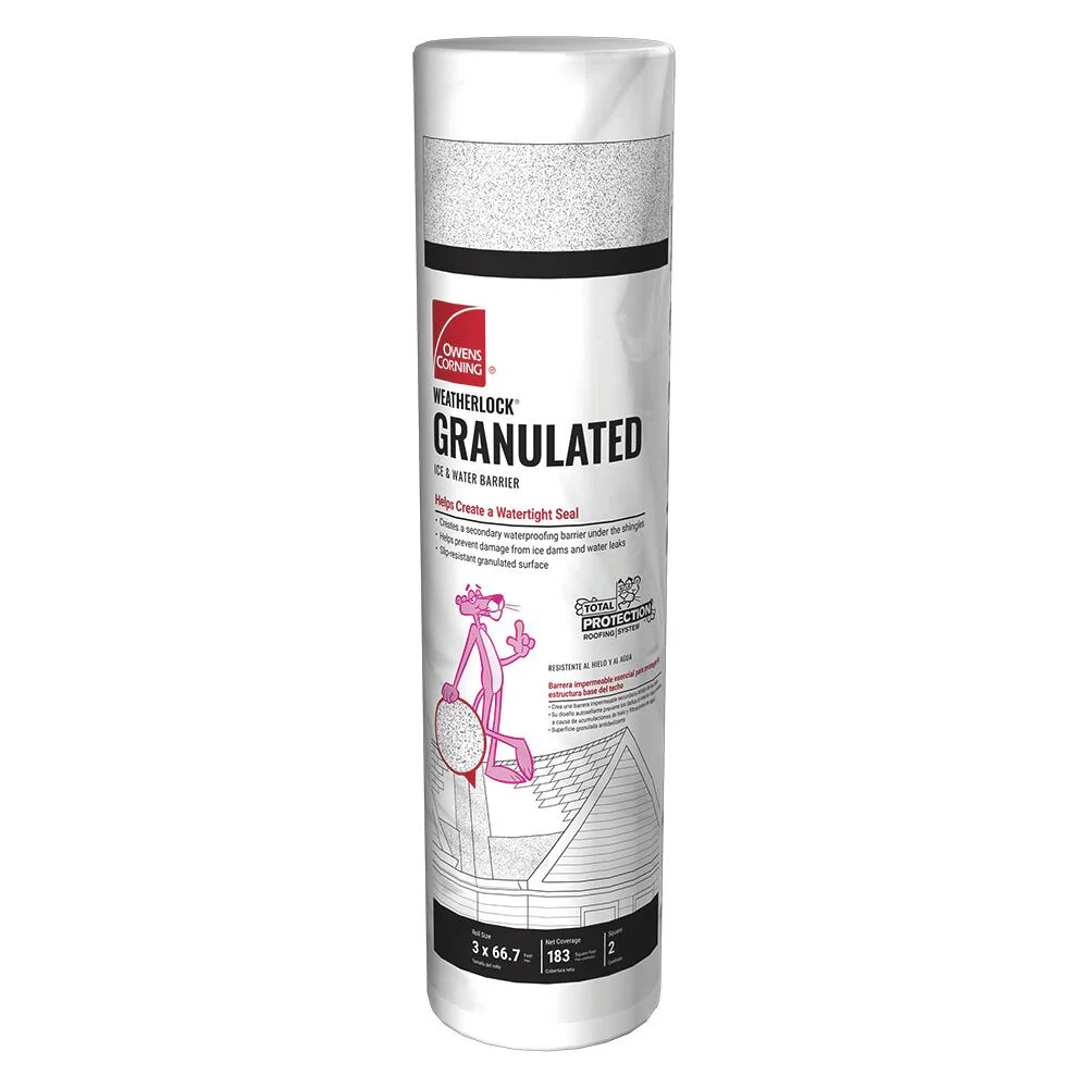 Owens Corning WeatherLock G Granulated Self-Sealing Ice & Water Barrier Underlayment Roll, 3 ft x 66.7 ft (200 sq ft)